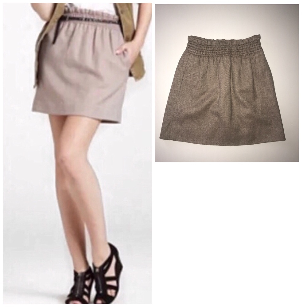 J.Crew Herringbone Bell Wool Skirt-00